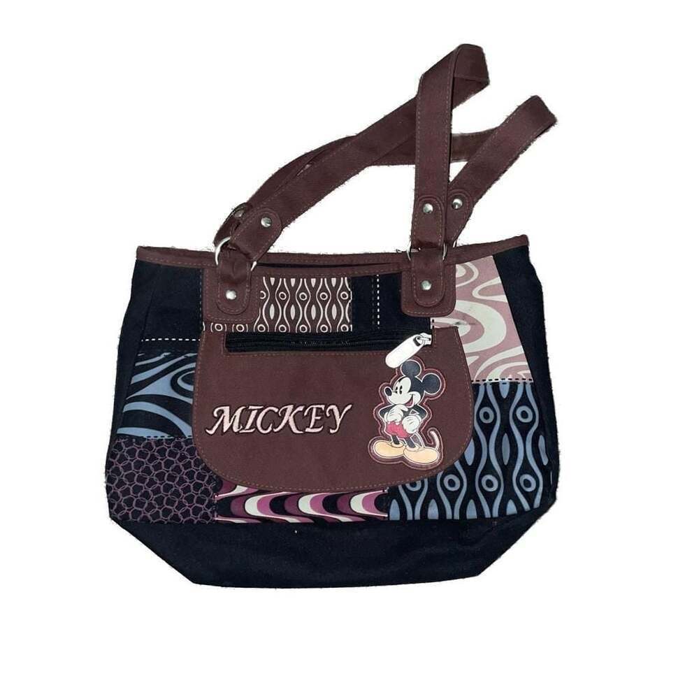Disney Mickey Vintage Canvas Shoulder HandBag Purse Y2K patchwork
